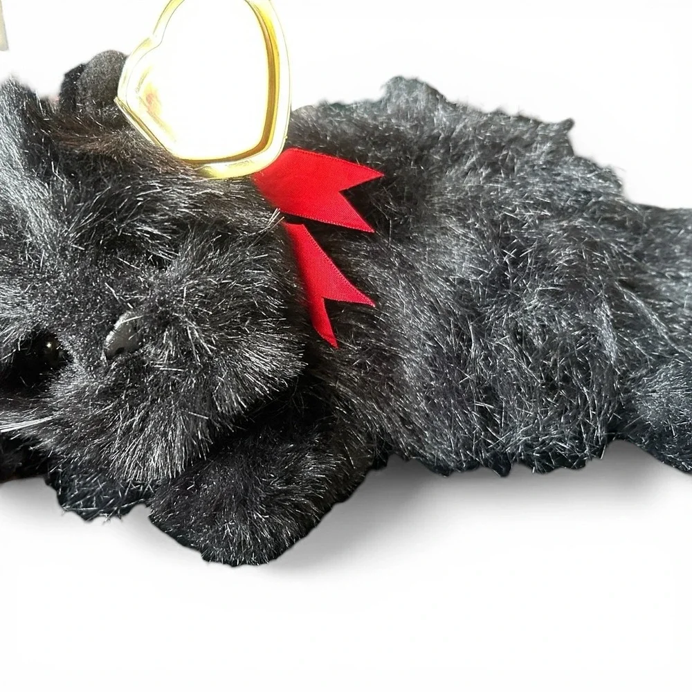 TY Classics Silky Plush Black Cat Red Ribbon Stuffed Animal 1998 Vintage Gothic